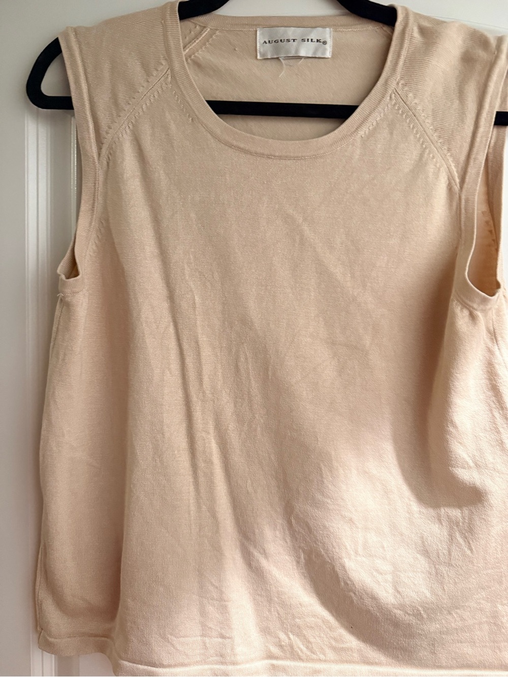 august silk beige knit sleeveless tank